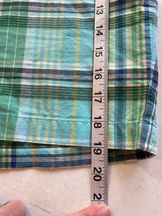 Lands' End Plaid Green & Aqua Bermuda Shorts - Picture 8 of 9